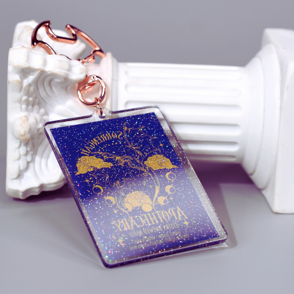 Fourth Wing Sorrengail Apothecary Glitter Keyring